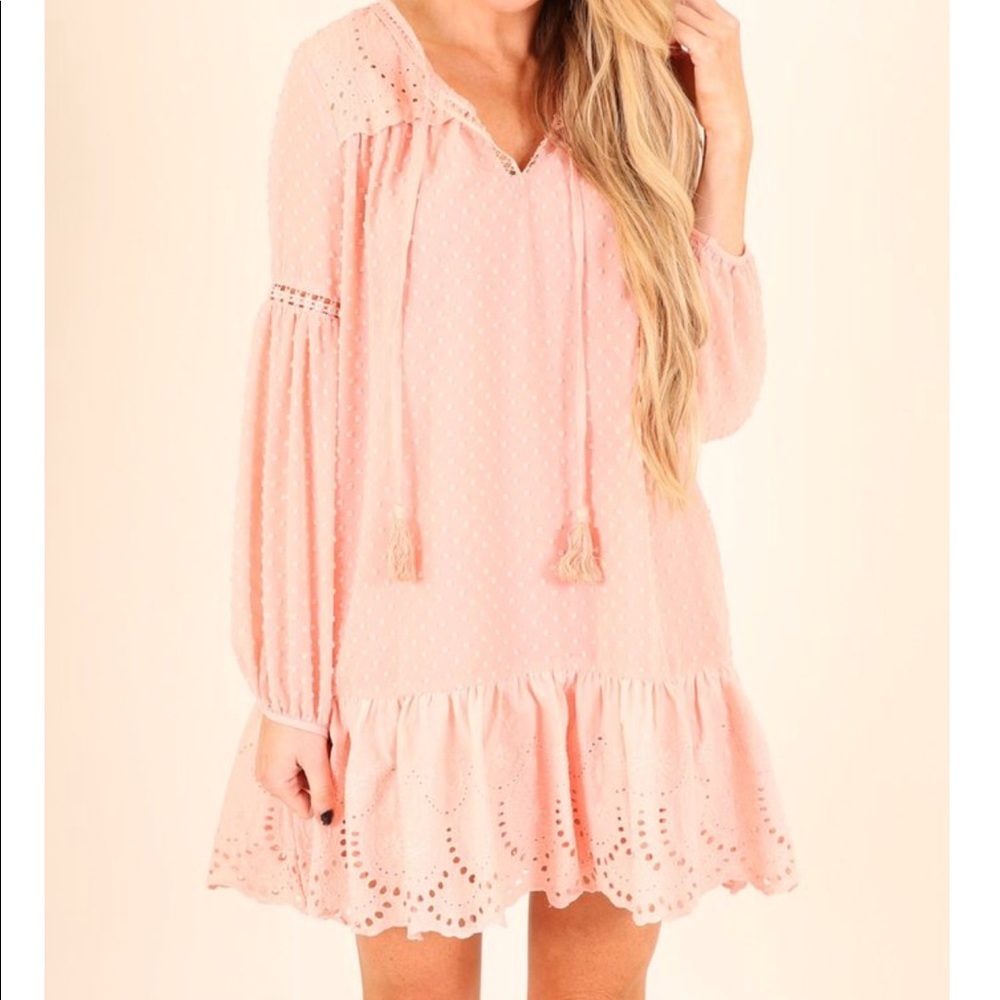 Eyelet pink dress​